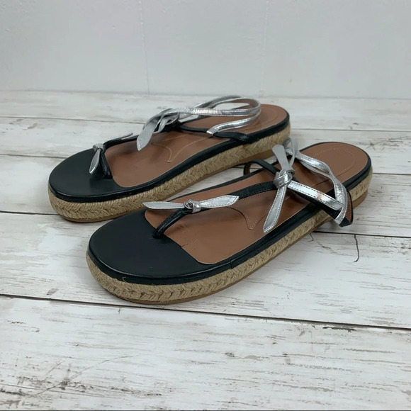 Marni T Strap Leather Sandals Espadrille Platform - Picture 3 of 8